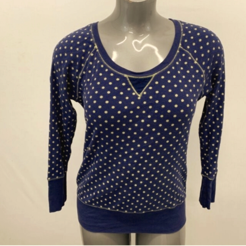Victoria's secret navy gold polka dot top sweater sz XS *G - Picture 7 of 7
